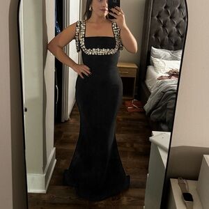 Black gown with rhinestones